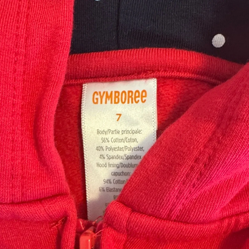 Kids Denim Overalls and zip hoodie with Red Apple Design sz 6/7 euc - Picture 4 of 5